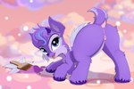 anatomically_correct ass_up blue_eyes brush butt cloud cloven_hooves deer dock_(anatomy) faerie_neopet female female_feral feral fur genitals head_tuft hi_res hooves horn ixi_(neopets) mammal neopet_(species) neopets paintbrush porcelon presenting purple_body purple_fur pussy raised_tail short_tail smile smiling_at_viewer solo tail tongue tongue_out tuft wings