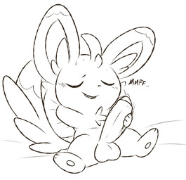 anthro balls big_penis bite biting_lip biting_own_lip blush bodily_fluids erection eyes_closed genital_fluids genitals humanoid_genitalia humanoid_penis looking_pleasured male masturbation penile penile_masturbation penis pillow precum self_bite sitting smile solo mincheeto nintendo pokemon generation_5_pokemon minccino pokemon_(species) hi_res
