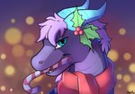 blue_eyes candy dessert food fur holidays omela scarf white_body white_fur jaynt christmas mythology dragon mythological_creature mythological_scalie scalie headshot_portrait hi_res portrait