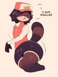 anthro black_hair clothing femboy hair hat headgear headwear male markings solo striped_markings striped_tail stripes tail tail_markings thick_thighs topwear kkoart kk_(kkoart) canid canine mammal raccoon_dog tanuki