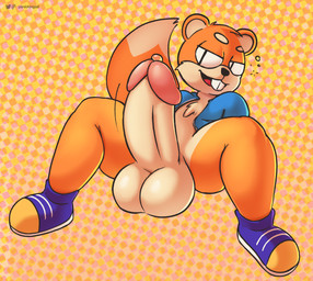anthro balls big_balls big_penis bodily_fluids bottomless bottomless_male buckteeth clothed clothing drunk footwear fur genital_fluids genitals huge_balls huge_penis humanoid_genitalia humanoid_penis looking_at_viewer male mostly_nude motion_lines open_mouth penis precum presenting shoes simple_background sitting solo substance_intoxication sweater teeth thick_thighs tongue topwear panickingad conker's_bad_fur_day rareware conker mammal rodent sciurid tree_squirrel 2020 digital_media_(artwork) full-length_portrait hi_res portrait watermark