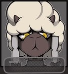 accessory anthro bow_ribbon brown_body dialogue female fur hair hair_accessory hair_bow hair_ribbon horn ribbons solo tongue white_hair wool_(fur) yellow_eyes zak_hitsuji nintendo pokemon dolly_(jiqqy) generation_8_pokemon pokemon_(species) wooloo animated icon short_playtime