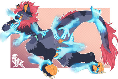 anthro anus butt claws feet fur genitals hair intersex looking_at_viewer looking_back nude pawpads paws presenting smile tail tongue vulva omez