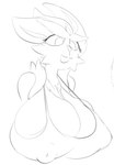 anthro big_breasts big_ears big_nipples breasts bulging_breasts female nipples solo coltetbe nintendo pokemon cinderace generation_8_pokemon lagomorph leporid mammal pokemon_(species) rabbit monochrome sketch