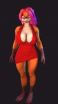 anthro areola areola_slip bedroom_eyes big_breasts breast_jiggle breasts cleavage clothed clothing dress excited female hair jiggling loose_dress narrowed_eyes nipple_slip oversized_clothing pink_hair red_clothing red_dress seductive side_boob skimpy_dress smile solo standing fyixen fyixa_(fyixen) canid canine fox mammal red_fox true_fox 3d_(artwork) 3d_animation animated digital_media_(artwork) loop short_playtime