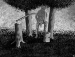 anthro axe cutting_wood forest forest_background male nature nature_background plant solo tree sergld mythology canid canine canis mammal mythological_canine mythological_creature werecanid werecanine werecreature werewolf wolf hi_res