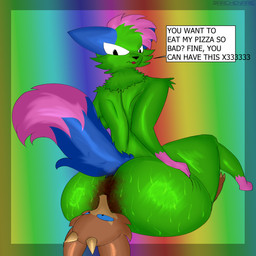 big_butt bodily_fluids butt clothing dont_touch_my_pizza eating_feces facesitting feces feces_in_mouth pooping scatplay shart sharts sitting_on_another suggestive sweat underwear archenarie don't_touch_my_pizza_(meme) nyanwolf kevin_(nyanwolf) zanite canid canine canis kobold mammal scalie wolf 1:1 absurd_res hi_res meme