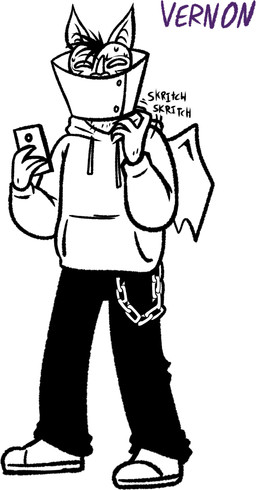 anthro chain clothing cone_of_shame hoodie male medical_instrument scientific_instrument scratching solo topwear wings blarf022 vernon_von_bat_(blarf022) bat honduran_white_bat leaf-nosed_bat mammal microbat yangochiropteran 2023 absurd_res black_and_white hi_res monochrome