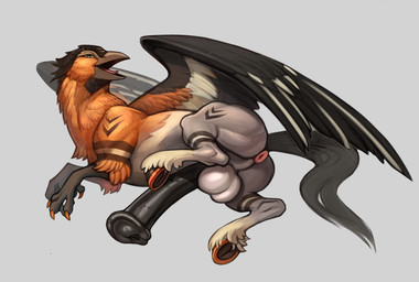 animal_genitalia animal_penis anus balls beak bedroom_eyes big_penis equine_genitalia equine_penis erection feathered_wings feathers feral fingers genitals hooves looking_at_viewer lying male narrowed_eyes on_side open_beak open_mouth penis puffy_anus seductive simple_background smile solo tail tongue urethra wings danelaxy_(artist) european_mythology greek_mythology mythology avian hippogriff mythological_avian mythological_creature digital_media_(artwork) hi_res