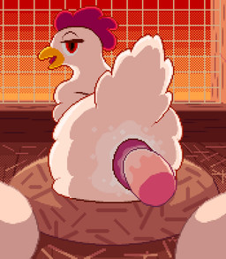 animal_genitalia anthro avian_butt bestiality bodily_fluids chicken_coop cloaca cloaca_juice cloacal cloacal_penetration cum cum_in_cloaca cum_inside duo egg feathers female female_on_human feral feral_penetrated genital_fluids genitals human_on_feral human_penetrating human_penetrating_feral humanoid_genitalia humanoid_penis impregnation interspecies looking_at_viewer male male/female male_on_feral nest penetration penis sex solo_focus tail tail_feathers hrelterskrelter avian bird chicken galliform human mammal phasianid digital_media_(artwork) hi_res pixel_(artwork)