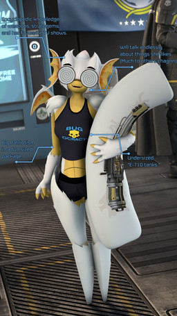 anthro arthropod_abdomen body_pillow breasts clothing eyewear female glasses inside pillow revamped_anthros small_breasts solo text donglysfm helldivers helldiver alien arthropod hunter_(helldivers) insect terminid 3d_(artwork) 4k 9:16 absurd_res digital_media_(artwork) hi_res source_filmmaker_(artwork)