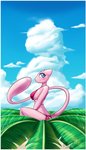 anthro anthrofied bikini blue_eyes breasts clothed clothing female generation_1_pokemon hi_res latiar legendary_pokemon mew_(pokemon) nintendo outside pokemon pokemon_(species) pokemorph smile solo swimwear