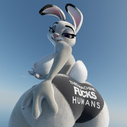 anthro big_breasts big_butt breasts butt clothing female grey_body hand_on_breast hand_on_butt hand_on_own_breast hand_on_own_butt holding_breast human_fetish narrowed_eyes rear_view smile smiling_at_viewer solo text text_on_clothing underwear bigbuns3d scrag_(modeler) disney zootopia judy_hopps lagomorph leporid mammal rabbit 1:1 2026 3d_(artwork) digital_media_(artwork) hi_res