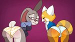 2020 abstract_background aggretsuko ailurid anthro bent_over biped bite biting_lip biting_own_lip black_clothing black_eyes black_gloves black_handwear black_nose blue_clothing blue_panties blue_topwear blue_underwear blue_vest blush body_blush bottomwear breasts brown_body brown_fur buckteeth butt butt_blush butt_focus camel_toe clothed clothing countershade_face countershading digital_media_(artwork) disney duo eyebrows female floral_pattern fully_clothed fur gloves gradient_background grey_body grey_fur handwear head_tuft heart_eyes heart_symbol hi_res judy_hopps lagomorph leporid looking_back looking_pleasured mammal one_ear_up open_mouth open_smile orange_body orange_clothing orange_fur orange_panties orange_underwear panties pattern_bottomwear pattern_clothing pattern_panties pattern_underwear pink_inner_ear pink_nose police police_officer police_uniform prick_ears purple_background purple_eyes rabbit red_panda reddened_butt retsuko sanrio scut_tail self_bite semidraws shirt short_tail signature simple_background smile striped_bottomwear striped_clothing striped_panties striped_underwear stripes tail tan_body tan_fur teeth teeth_showing thick_thighs topwear tuft underwear uniform vest white_body white_clothing white_eyebrows white_fur white_panties white_shirt white_topwear white_underwear zootopia