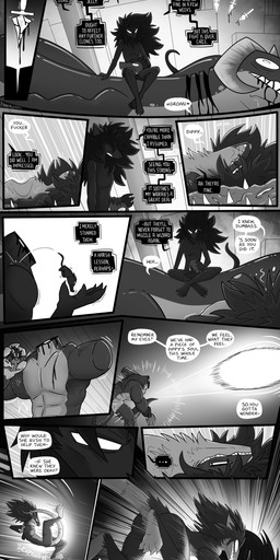 anthro big_hair blood bodily_fluids body_size_growth corpse dark_hair death dialogue extreme_size_difference female feral gore grey_body group hair hand_on_head in_hand magic magic_user male micro muscular neck_wound panel_skew profanity severed_body_part severed_head sitting sitting_on_another size_difference size_transformation smirking_at_another speech_bubble text throwing throwing_character transformation white_eyes wounded pankallisti circe_(pankallisti) medea_(pankallisti) sundeipne_(pankallisti) behir lizard mammal mimic murid murine rat reptile rodent scalie absurd_res comic english_text greyscale hi_res monochrome daughter_(lore) mother_(lore) mother_and_child_(lore) mother_and_daughter_(lore) parent_(lore) parent_and_child_(lore) parent_and_daughter_(lore)