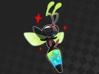2_fingers 2_toes ambiguous_gender black_background black_body black_eyes feet feral fingers grey_background happy open_mouth pattern_background simple_background solo sparkles sparkling_character toes wings kamabokobun fakemon arthropod lavampyri shiny_fakemon hi_res