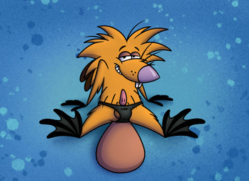 4_fingers 4_toes anthro balls biped black_eyes buckteeth clothing erection feet fingers front_view fur genitals gradient_background half-closed_eyes leaning leaning_backward male narrowed_eyes nude penis purple_nose semi-anthro simple_background sitting sitting_on_ground smile smiling_at_viewer speedo spread_legs spreading swimwear tapering_penis teeth toes underwear whiskers yellow_body yellow_fur johnofe nickelodeon the_angry_beavers norbert_beaver beaver mammal rodent full-length_portrait hi_res portrait