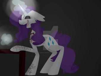 black_sclera blood bodily_fluids creepy cutie_mark eyelashes female feral fur grimdark hair hooves horn magic magic_user open_mouth purple_hair purple_tail quadruped self-harm smile solo tail teeth tongue white_body white_ears white_fur white_horn farfallingfilly creepypasta friendship_is_magic hasbro my_little_pony mythology rarity_(mlp) equid equine mammal mythological_creature mythological_equine unicorn 4:3