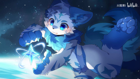 anthro bared_fangs blue_body blue_eyes blue_fur blue_pawpads cute_fangs fangs fur male music nude_anthro nude_male pawpads slim_anthro slim_male solo star teeth white_body white_fur hlg7777 bilibili canid canine fox mammal 16:9 2025 2d_animation animated hi_res loop motion_tweening short_playtime sound video watermark widescreen