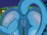 anthro anus blue_body blue_skin blue_tail butt butt_focus female genitals grass plant pussy rear_view sign sky solo spiked_tail spikes spikes_(anatomy) star starry_sky tail thick_thighs shinychaonsfw nintendo pokemon eeveelution generation_1_pokemon marine pokemon_(species) vaporeon 4:3 digital_media_(artwork) hi_res