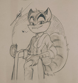 4_fingers anthro bite biting_lip biting_own_lip bottomwear bulge circle_background clothed clothed_anthro clothed_male clothing collared_shirt detailed_bulge down_the_leg_bulge dress_shirt eyebrows fingers fluffy fluffy_tail fur genital_outline hand_on_bulge head_tuft heart_symbol holding_bulge looking_at_viewer male male_anthro markings necktie notched_ear pants pawpads penis_outline raised_eyebrows self_bite shirt simple_background solo striped_arms striped_body striped_fur striped_markings striped_tail stripes suspenders tail tail_markings teeth topwear tuft cafeabril lackadaisy rocky_rickaby domestic_cat felid feline felis mammal tabby_cat 2024 graphite_(artwork) hi_res monochrome portrait signature sketch three-quarter_portrait traditional_media_(artwork)