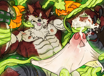 abs anthro barazoku bodily_fluids bottomwear claws clothed clothing covering covering_crotch cum cum_in_clothing cum_inside cum_on_hand cum_on_penis cum_through_clothing drooling ejaculation food for_a_head fruit fur genital_fluids genitals growling holidays male muscular muscular_anthro muscular_male napkin narrowed_eyes nipples pants partially_clothed penis penis_costume plant pumpkin pumpkin_head reaching_out red_body red_fur saliva saliva_string scar snarling solo struggling tan_body tan_fur tentacles tongue tongue_out torn_bottomwear torn_clothing torn_pants underwear underwear_down vein veiny_muscles vine_bondage vine_tentacles vines wet wet_clothing wrapped_arms wristband audiophilliac epic_games fortnite fortnite:_battle_royale halloween mythology lycan_west_(fortnite) canid canine ghost mammal mythological_canine mythological_creature object_head spirit werecanid werecanine werecreature werewolf absurd_res digital_media_(artwork) hi_res