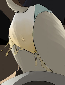 anthro bodily_fluids clothed clothing diaper female genital_fluids leaking_diaper pantsless_anthro pantsless_female solo unclean_diaper urine urine_drip urine_on_leg urine_stream used_diaper using_diaper wearing_diaper wet_diaper wetting wetting_diaper potsnspots olive_(potsnspots) bird_dog canid canine canis domestic_dog hunting_dog mammal spaniel 2022 digital_drawing_(artwork) digital_media_(artwork) hi_res story story_at_source story_in_description