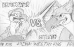 anthro beak duo fight fur male open_mouth teeth text tongue dracovar_valeford mythology mylith valeford accipitriform avian bird gryphon mythological_avian mythological_creature osprey 2012 english_text graphite_(artwork) greyscale monochrome traditional_media_(artwork)