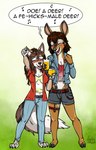 alcohol anthro beer beverage black_body black_fur blush brown_body brown_fur brown_hair drunk duo female fur grey_body grey_fur hair hooves singing substance_intoxication white_body white_fur ziegelzeig clementine_riversong_(readerno31142) emilia_(readerno31142) canid canine canis coyote deer mammal