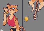 anthro biped black_body black_fur brown_eyes claws female female_anthro finger_claws food fruit fur holding_food holding_object lemon licking markings orange_body orange_fur plant solo spots spotted_body spotted_fur tan_body tan_fur tongue el-k thour_(meme) akino_(el-k) cheetah felid feline mammal 2024 absurd_res comic digital_media_(artwork) hi_res meme