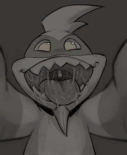 bodily_fluids drooling held_up macro male micro mouth_shot open_mouth saliva size_difference teasing_with_mouth teeth throat tongue uvula thedisgustingchicken crema_(company) temtem sparzy_(temtem) temtem_(species) digital_media_(artwork) hi_res