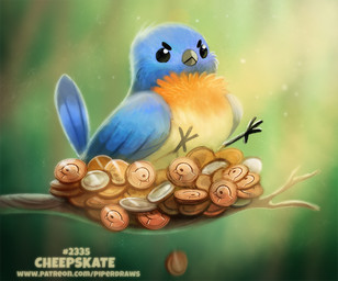 beady_eyes black_eyes blue_body blue_feathers coin feathered_wings feathers grumpy humor male nest orange_body orange_feathers pun solo text visual_pun wings yellow_body yellow_feathers piper_thibodeau avian bird bluebird eastern_bluebird oscine passerine thrush_(bird) digital_media_(artwork) digital_painting_(artwork) painting_(artwork) url