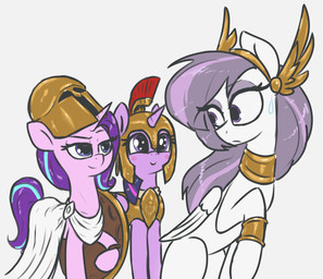 armor female feral group headgear helmet horn purple_body shield trio white_body wings t72b friendship_is_magic guardians_of_pondonia hasbro margarita_paranormal my_little_pony mythology youtube athena_(gop) fan_character starlight_glimmer_(mlp) twilight_sparkle_(mlp) equid equine horse mammal mythological_creature mythological_equine pegasus pony unicorn winged_unicorn hi_res