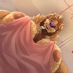 anthro body_hair chest_hair looking_down low-angle_view male muscular muscular_anthro muscular_male nipples pecs solo worm's-eye_view insanysage pec_pov_meme sany_(insanysage) canid canine canis mammal wolf 1:1 2024 hi_res meme