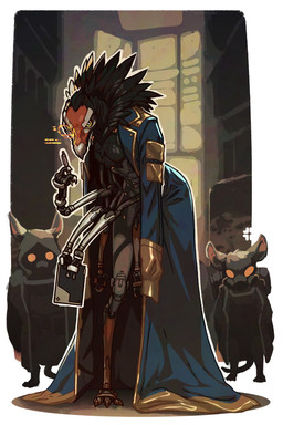 2_fingers 3_toes ambiguous_gender anthro anthro_focus backpack beak biped black_body black_feathers blue_clothing blue_coat blue_topwear bottomless bottomless_anthro breasts clothed clothing coat coat_only cybernetic_arm cybernetic_leg cybernetic_limb cybernetics cyberpunk detailed_background eyewear feathers featureless_breasts feet female female_anthro female_focus fingers front_view gas_mask goggles group holding_note_pad holding_object holding_pen holographic_eyes holographic_screen hood hunched_over leaning leaning_forward looking_at_viewer machine mask mature_anthro mature_female multi_arm multi_limb multiple_poses pen pose shadow simple_background slim_anthro slim_female small_breasts small_waist solo_focus standing stern_look toes topwear topwear_only trio worker yellow_eyes polygoncherub fix_(polygoncherub) accipitriform avian bird mammal murid murine rat robot_anthro rodent vulture 2025 colored detailed digital_drawing_(artwork) digital_media_(artwork) full-length_portrait hi_res portrait shaded