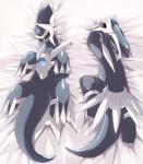 ambiguous_gender bed blue_body blue_skin claws dakimakura feral furniture red_eyes solo shixiexiaomo nintendo pokemon dialga generation_4_pokemon legendary_pokemon pokemon_(species) absurd_res dakimakura_design hi_res