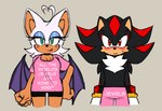 anthro breasts cleavage clothed clothing duo female green_eyes male male/female red_eyes wings kore_eon sega sonic_the_hedgehog_(series) rouge_the_bat shadow_the_hedgehog bat eulipotyphlan hedgehog mammal hi_res sketch