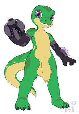 anthro arm_cannon armwear belly big_penis cannon clothing elbow_gloves flaccid foreskin genitals gloves green_body green_scales handwear humanoid_genitalia humanoid_penis long_foreskin looking_at_viewer male penis plantigrade purple_eyes ranged_weapon scales solo tan_belly unretracted_foreskin weapon jm-luxro foreskin_day reptile scalie hi_res sketch