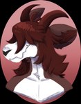 ambiguous_gender anthro black_nose brown_body brown_fur brown_hair brown_horn brown_inner_ear collarbone flesh_fang freckled_face freckles fur gradient_background hair hair_over_eyes horn long_hair simple_background smile snout solo white_body white_fur jaspering mammal species_request 2019 alpha_channel bust_portrait digital_drawing_(artwork) digital_media_(artwork) lineless portrait shaded