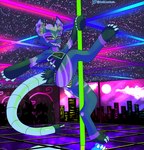 absurd_res anthro bulge caliluminos dancing freakuency hi_res male male_stripper nightclub pole pole_dancing rave retro solo strip_club stripper_pole tagme urban