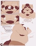 almost_fully_inside bear belly bulge chef cherno chernobog_(tas) chewing chomp cook demon dominant duo english_text facial_hair fangs food fully_inside fur giant_panda hairy hi_res lifewonders lips looming male mammal micro musclegut muscular open_mouth partially_inside party pecs rumbling_stomach stealing struggling summer swallowing tail teeth text that_j thief tokyo_afterschool_summoners tongs tools url vore