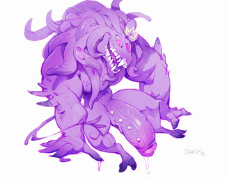 big_penis erection fangs genital_piercing genitals huge_penis looking_at_viewer male multi_eye muscular nude open_mouth pecs penis penis_piercing piercing pseudo_hair purple_body purple_eyes purple_penis simple_background sitting solo teeth tentacle_hair tentacles vein veiny_penis white_background darkgem vahrun_(killveous) hi_res