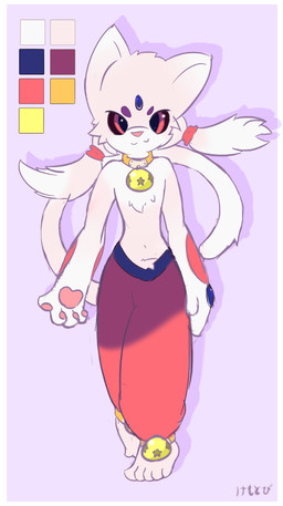 anklet anthro barefoot bell bell_collar clothed clothing collar feet jewelry male pawpads paws solo topless kemotobi sunset_(kemotobi) domestic_cat felid feline felis mammal 2013 hi_res model_sheet female_(lore)