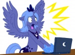 blue_body blue_feathers computer electronics emanata feathered_wings feathers female feral horn shocked solo tail wing_boner wings cartoonlion friendship_is_magic hasbro i_can't_fap_to_this my_little_pony mythology princess_luna_(mlp) s1_luna_(mlp) equid equine mammal mythological_creature mythological_equine winged_unicorn meme reaction_image