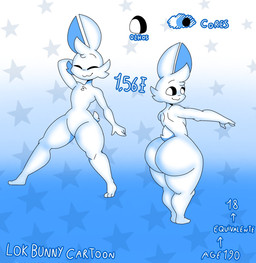 anthro big_butt butt male scut_tail short_tail solo tail text white_body white_eyes lokbunny17 lok_bunny lagomorph leporid mammal rabbit hi_res model_sheet portuguese_text translated
