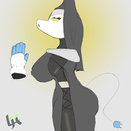 anthro clothed clothing female floating_torso gloves half-closed_eyes handwear machine narrowed_eyes nipple_outline nun nun_habit nun_outfit nun_veil open_mouth praying religious_clothing side_view simple_background solo standing tail thick_thighs wide_hips yellow_eyes luckyhomie deltarune undertale_(series) tasque_manager felid feline humanoid mammal robot 1:1 absurd_res hi_res