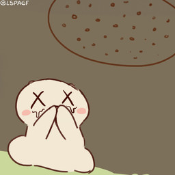 anthro bodily_fluids covering_nose duo fart fart_cloud fart_fetish feral gassing grass hand_on_nose male plant sitting solo tears x_eyes lspagf chiikawa chiikawa_(character) cricetid hamster mammal rodent absurd_res hi_res
