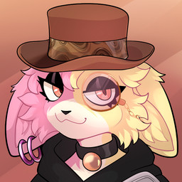 anthro clothing collar ear_piercing eyewear hat headgear headwear inner_ear_fluff looking_at_viewer monocle piercing smile solo tuft rindeadsong domestic_cat felid feline felis mammal 1:1