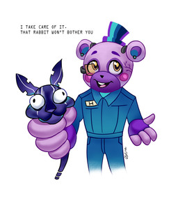 anthro blue_clothing clothed clothing corruption dialogue duo fingerless_gloves gloves handwear hat headgear headwear male open_mouth simple_background squeezing text top_hat white_background yellow_eyes lloline five_nights_at_freddy's five_nights_at_freddy's:_security_breach five_nights_at_freddy's:_security_breach_ruin scottgames steel_wool_studios helpi_(fnaf) mxes_(fnaf) bear digital_creature lagomorph leporid mammal rabbit 2023 digital_media_(artwork) english_text half-length_portrait hi_res portrait watermark
