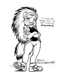 accessory anthro clothing crossed_arms eyewear female footwear glasses headband looking_at_viewer open_mouth quill_hair quills_(anatomy) shoes solo thick_thighs wide_hips eric_schwartz holly_(ews) mammal porcupine rodent 2019 monochrome